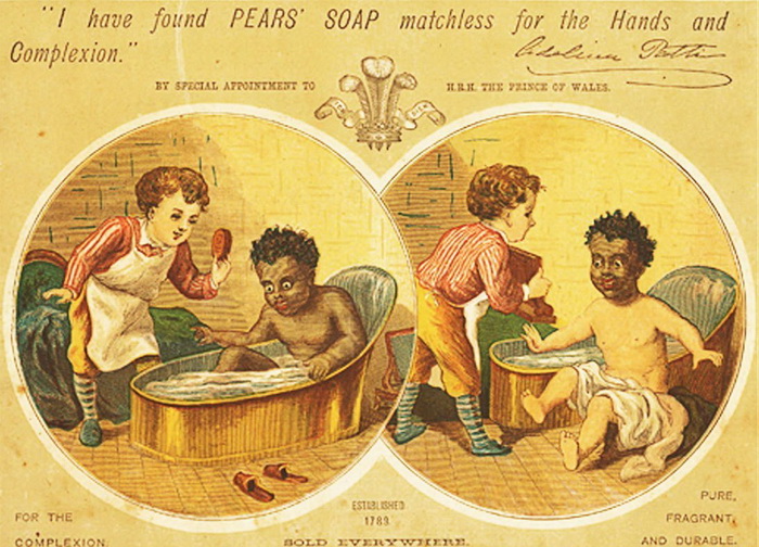 реклама мыла  Pears 1875 года.