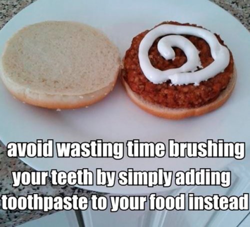 Экономьте время на чистке зубов,добавляйте зубную пасту в свою еду