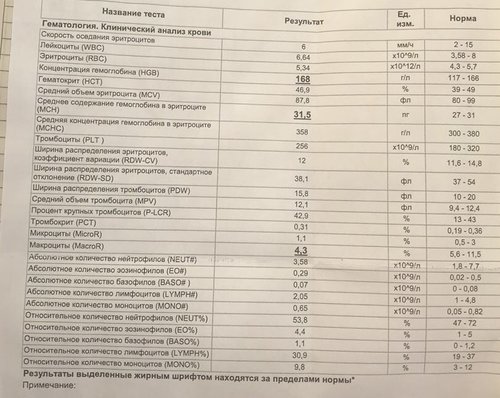 Ряд показателей незначительно выходит за пределы нормы