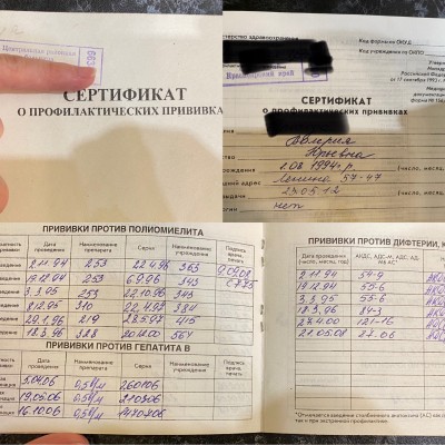 Вот) только не указаны прививки первой вакцинации. Они в детской карточке.
