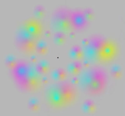 Смотрите в центр на чёрную точку - цветные пятна должны исчезнуть.