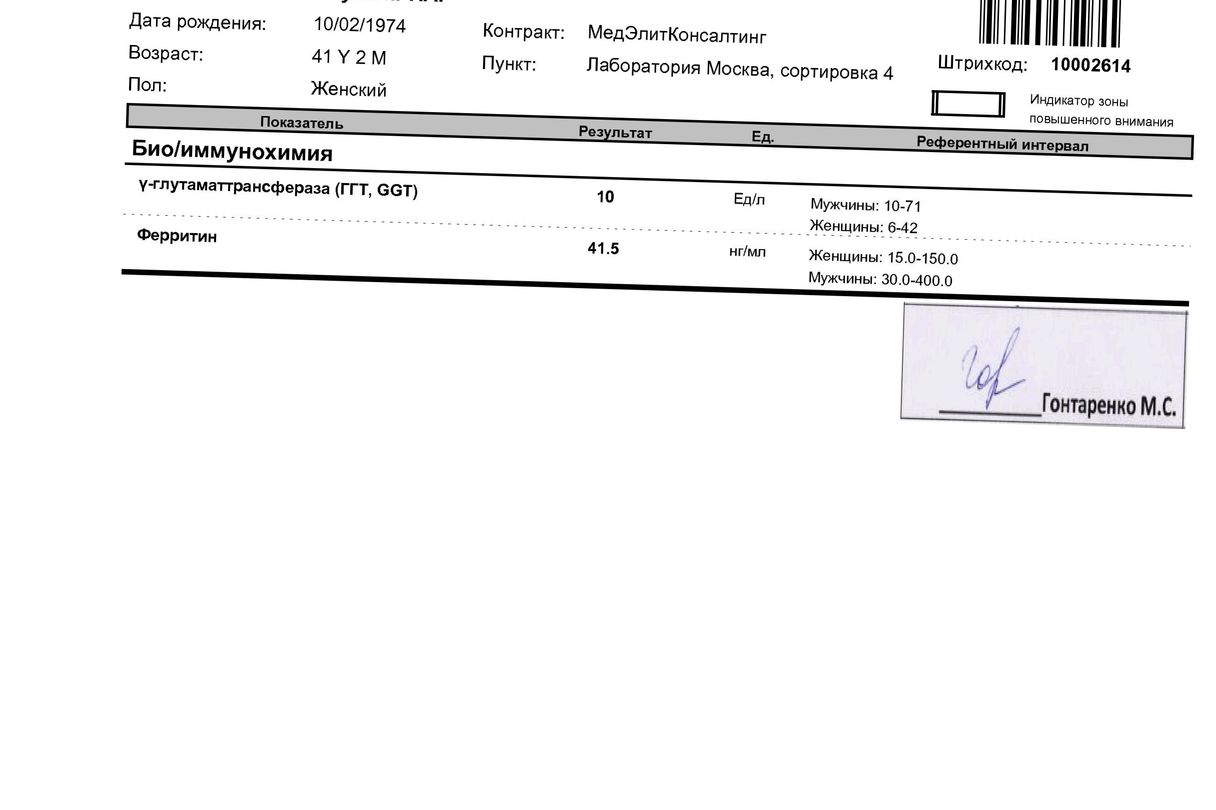 Ггт ,Ght ферритин